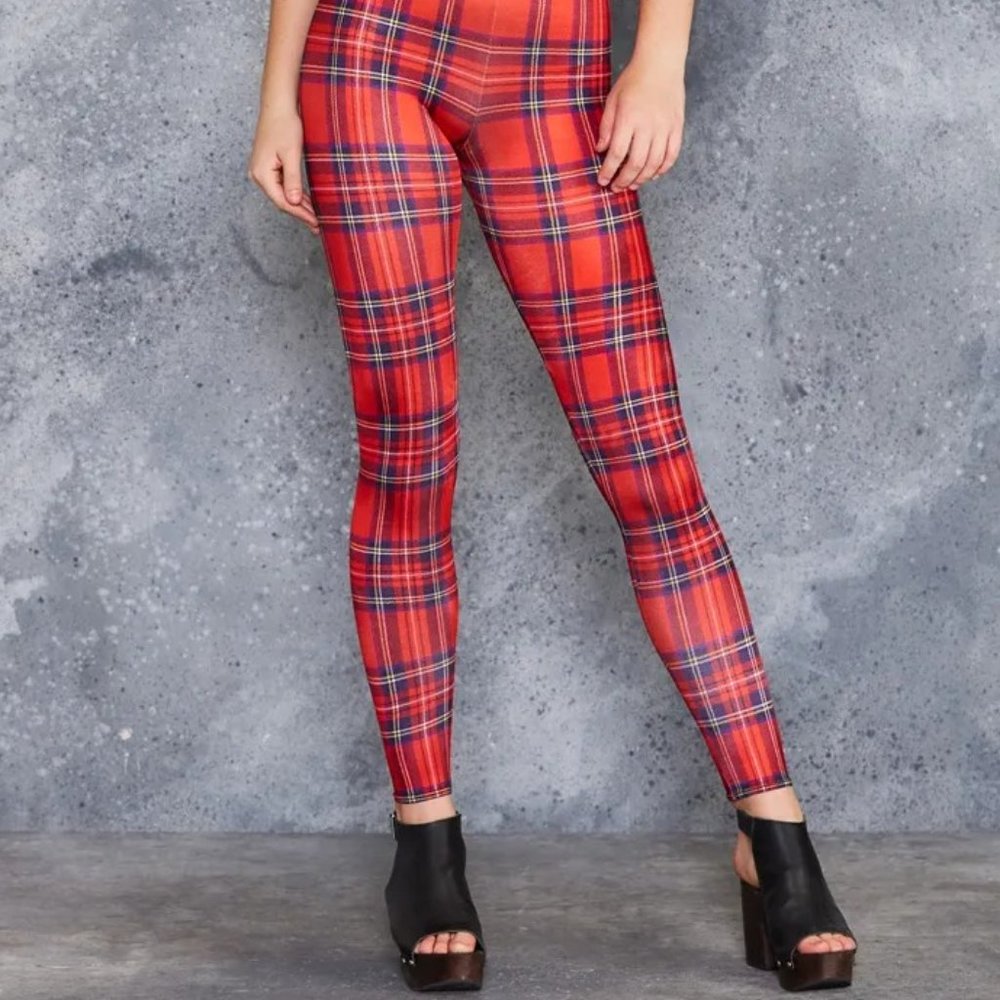 *Limited* Black Milk Clothing TARTAN RED LEGGINGS XS